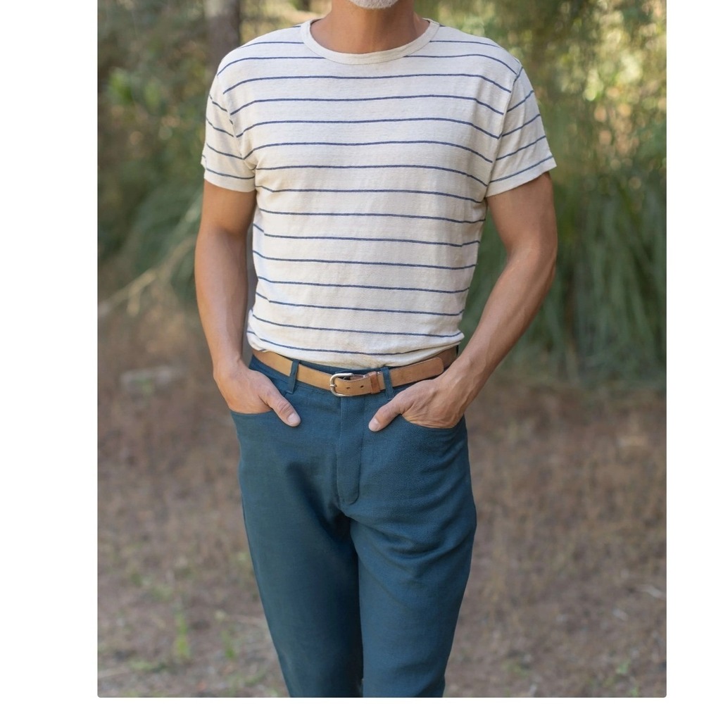 Alex crane large sun linen shirt mens striped basics casual 100% linen